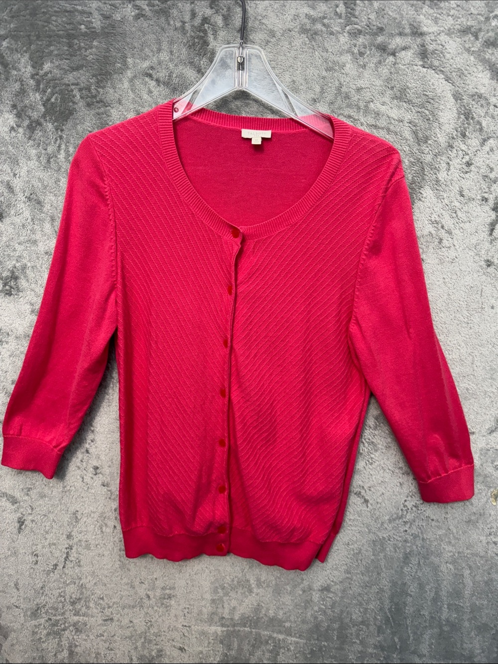 Talbots Med Bright Fuchsia Button-Front Cardigan sweater